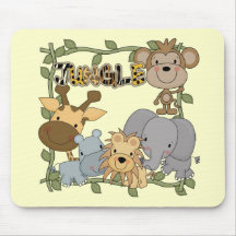 T-shirts et cadeaux d'animaux de jungle de bébé tapis de souris
