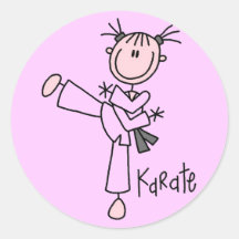 T-shirts et cadeaux de fille de karaté autocollants ronds