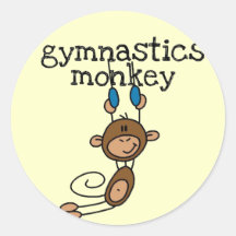 T-shirts et cadeaux de singe de gymnastique adhésifs ronds