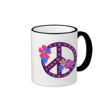 T-shirts et cadeaux de symbole de paix de fleurs tasse à café