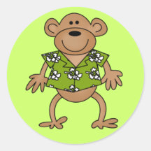 T-shirts et cadeaux hawaïens tropicaux de singe autocollant