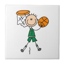 T-shirts et cadeaux verts de joueur de basket de g carreau en céramique