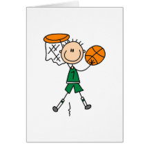 T-shirts et cadeaux verts de joueur de basket de g carte de vœux