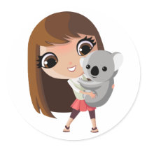 Taara and Pudding the Koala Round Sticker