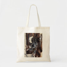 tabby cat painting canvas tote bag