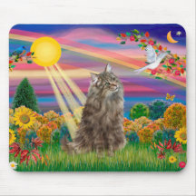 Tabby Norwegian Forest Cat - Autumn Sun Mouse Pad