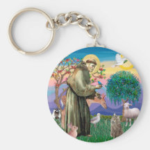Tabby Norwegian Forest Cat - St Francis Key Chain