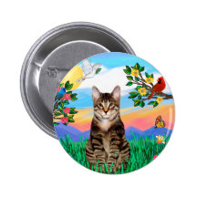Tabby Tiger Cat - Bright Life Buttons