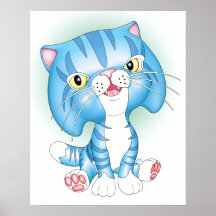 "Tabby Tom" Blue Cat Poster