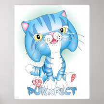 "Tabby Tom" Blue Cat Poster Purrfect