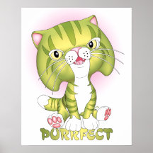 "Tabby Tom" Green Cat Poster Purrfect