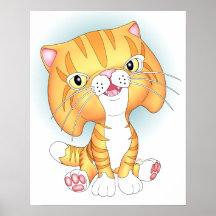 "Tabby Tom" Yellow Cat Poster