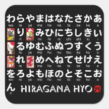Table japonaise de Hiragana (alphabet) Sticker Carré