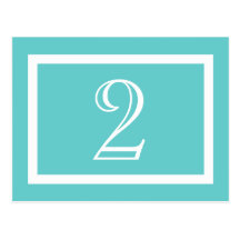 Table Number Card - Aqua - Customizable Postcard