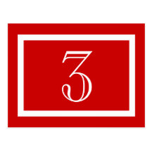 Table Number Card - Red - Customizable Postcards