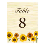 Table number card - Sunflower retro garden Postcards
