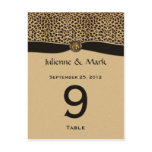 Table Number Cards Leopard Print Ribbon Jewel postcards