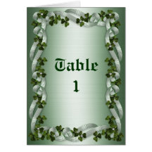 Table number note cards Irish Wedding