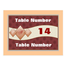 Table Number Placards Post Cards