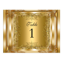 Table Number Seating Place Cards Gold Postcard