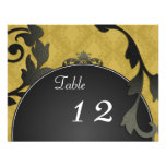 Table Number Wedding Card - Gold & Black Damask Announcements
