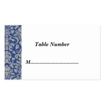 Table Numbers Blue Damask Business Cards