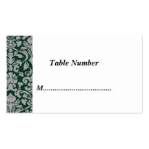 Table Numbers Classic Green Damask Business Cards