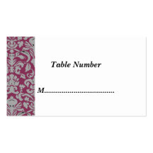 Table Numbers Classic Red Damask Business Cards