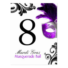 Table Numbers - Masquerade Ball Post Cards