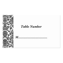 Table Numbers White Black Damask Business Card Template