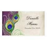 Table Place Card  - Peacock Feathers Purple Plum Business Card Template