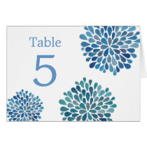 Table Place Cards Blue Flower Blooms Wedding