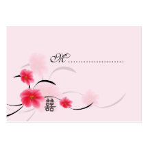 Table Seating Card Pink Blossom Double Happiness Business Card Template