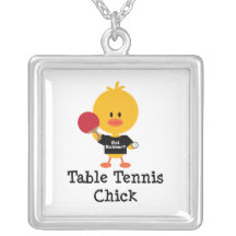 Table Tennis Chick Sterling Silver Necklace