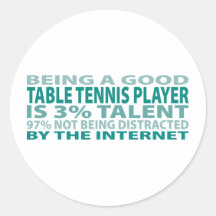 Table Tennis Player 3% Talent Round Sticker