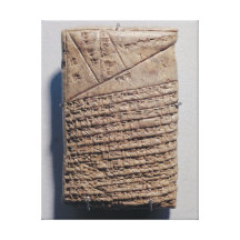 Tablet with fourteen lines of a mathematical text stretched canvas prints