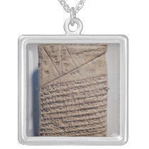 Tablet with fourteen lines of a mathematical text personalized necklace
