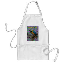 Tablier bleu de perroquet et de paumes - customisé