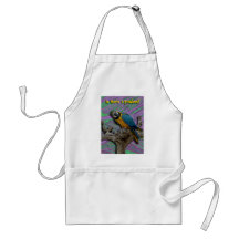 Tablier bleu de perroquet et de paumes - customisé
