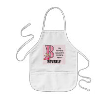 Tablier décoré d'un monogramme du "B" de l'enfant 