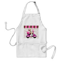 Tablier drôle de boulangerie de fille de scooter d
