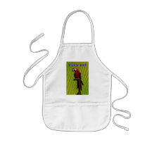 Tablier infantile rouge de perroquet et de paumes 