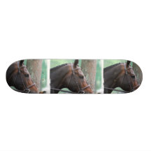 Tacked Dark Bay Horse Skateboard