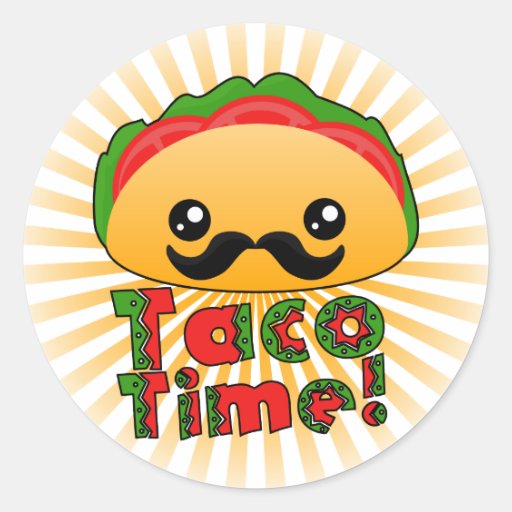Taco Time Round Sticker