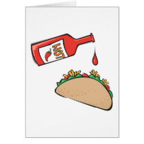 taco with hot sauce greeting card