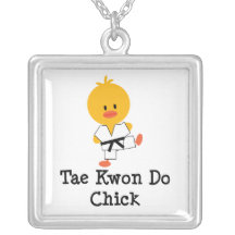 Tae Kwon Do Chick Sterling Silver Necklace
