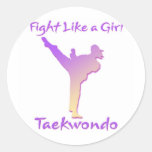Taekwondo Girl Round Sticker