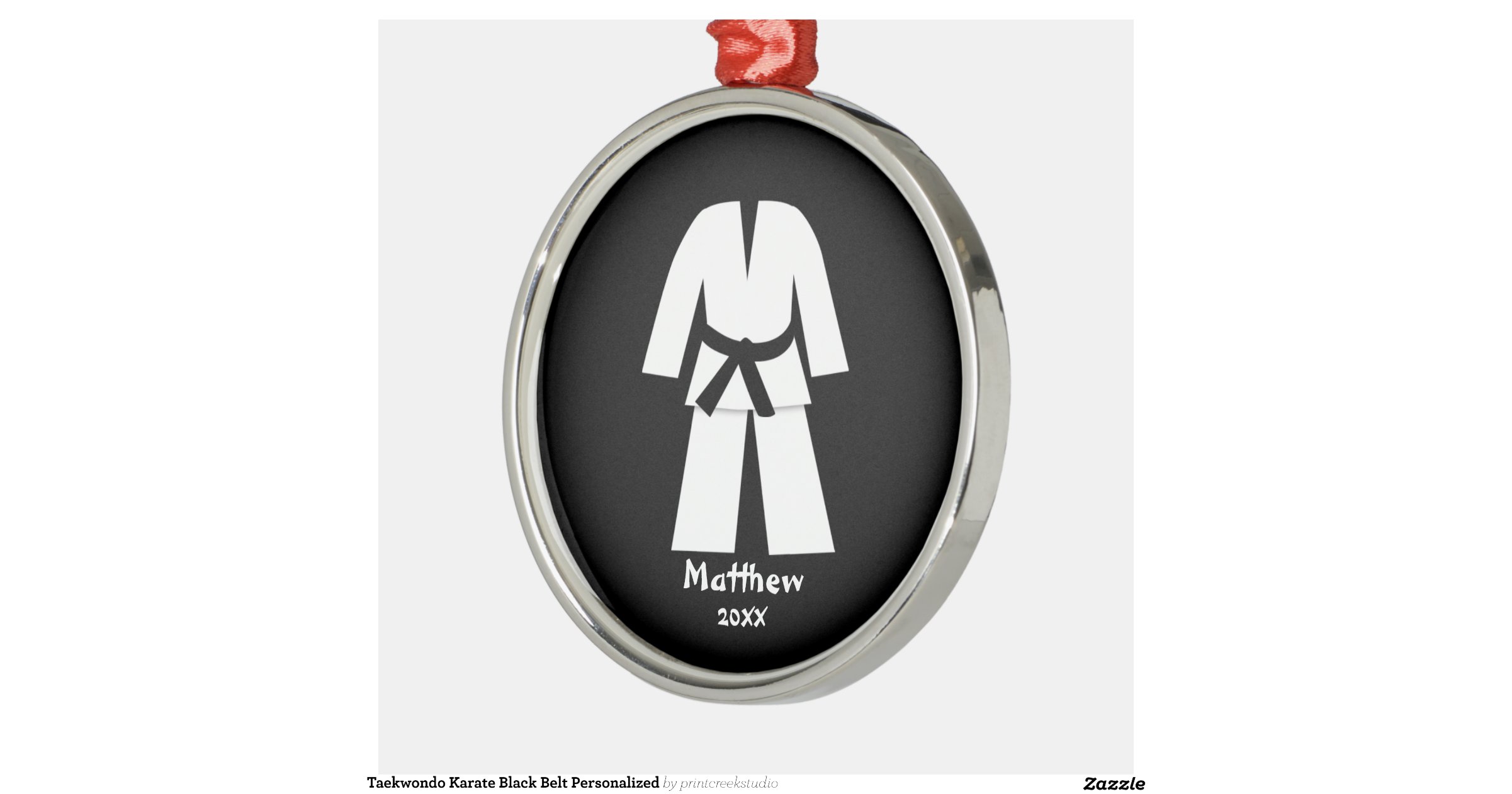 taekwondo karate black belt personalized round metal karate ornament christmas