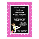Taekwondo Karate Pink Stars Girl Birthday Announcements