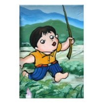 Taiwanese boy in lily pond photograph